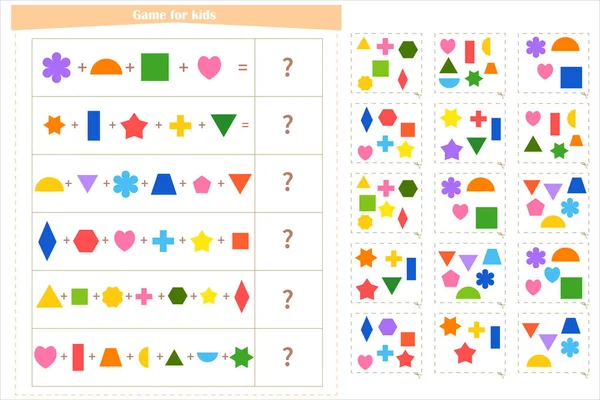 Jogo Lógica Para Crianças Encontre Cartão Resposta Correto Para Cada — Vetor de Stock