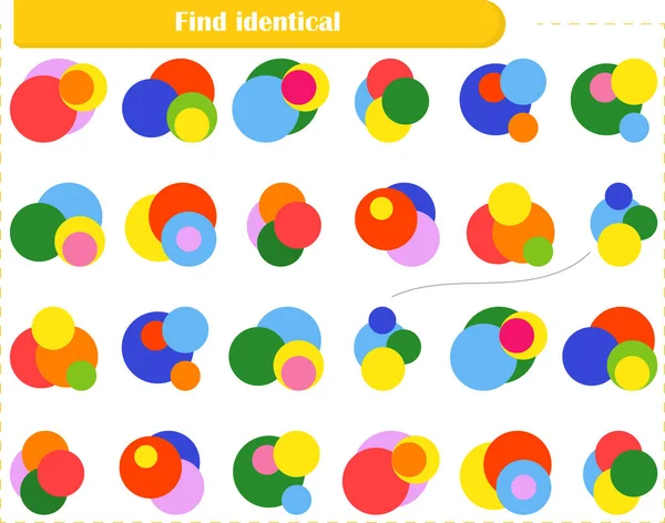 Lógica Juego Puzzle Para Niños Adultos Encuentra Círculos Idénticos Conéctalos — Archivo Imágenes Vectoriales
