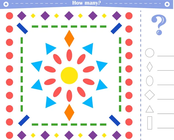 Juego Para Niños Contar Todas Las Formas Indicadas Este Patrón — Archivo Imágenes Vectoriales