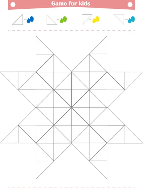 Hra Pro Děti Barva Trojúhelníků Barvami Uvedenými Šabloně — Stockový vektor