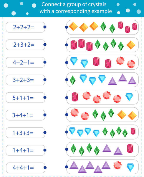 Math game for children. Connect rectangles to objects with matching examples