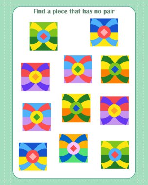 Çocuklar için mantık oyunu. Hangi şeklin eşlenmediğini bul. İlginin gelişimi
