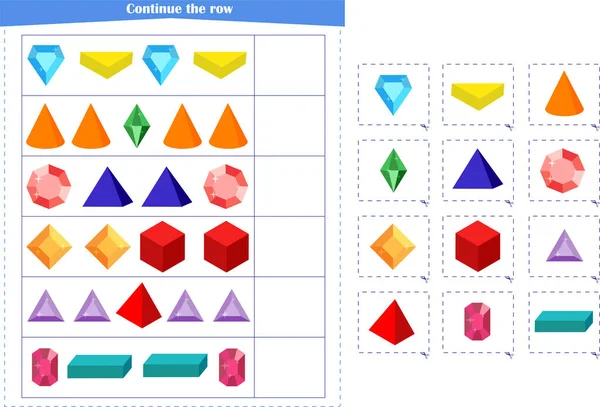 Juego Lógica Para Los Niños Continuar Con Una Serie Elementos — Vector de stock