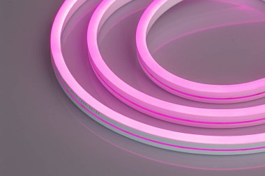 Esnek pembe öncü neon dekor siyah arka planda noel ışığı.