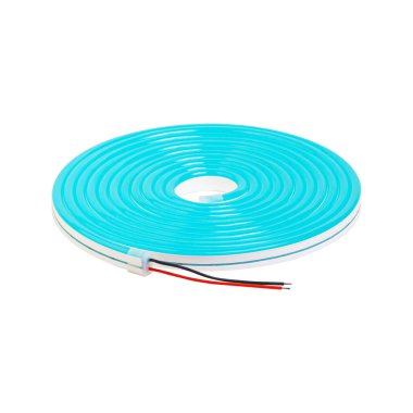 Neon flex beyaz zemin üzerinde izole edilmiş rulo içinde şerit ışık liderliği.