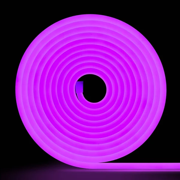 Flexible purple led neon decor christmas light on black backgroung.