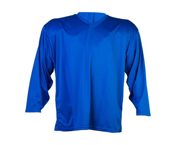 Blue Sport Hockey Shirt Long Sleeves Isolated White Background — Stock Photo, Image