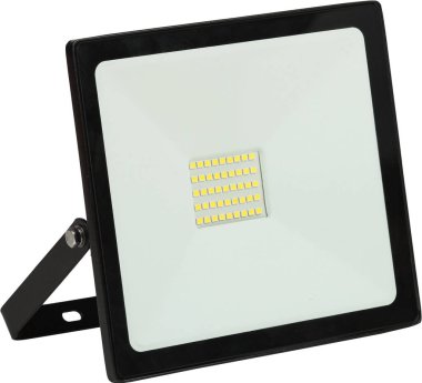 Siyah konutlarda LED sel ışığı beyaz arka planda montaj parantezi ile.