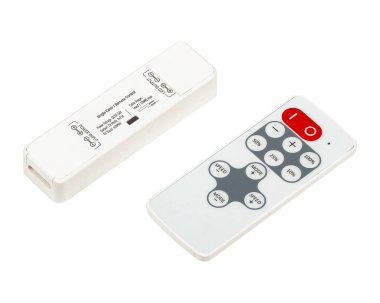 Controller for RGB LED with remote control isolated on white.