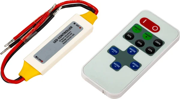 Controller for RGB LED with remote control isolated on white.