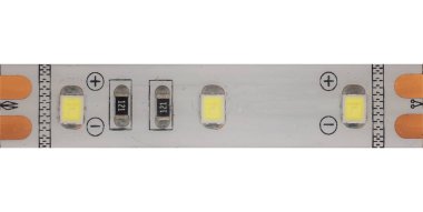 LED strip segment close-up on white background.