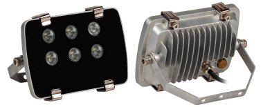 Outdoor waterproof LED panel isolated on white background.