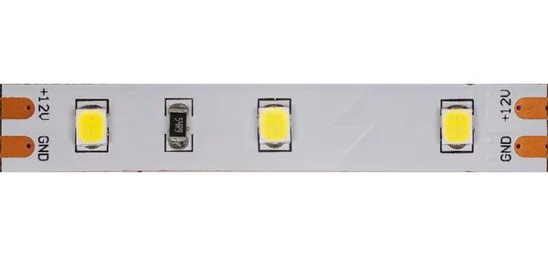 Led Strip Segment Närbild Vit Bakgrund — Stockfoto