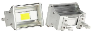 Outdoor waterproof LED panel isolated on white background.