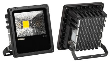 Outdoor waterproof LED panel isolated on white background.