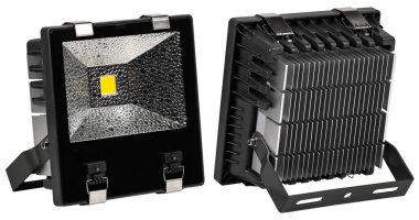 Outdoor waterproof LED panel isolated on white background.