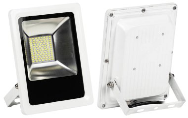 Outdoor waterproof LED panel isolated on white background.