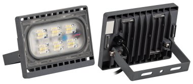 Outdoor waterproof LED panel isolated on white background.