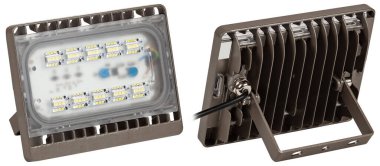 Outdoor waterproof LED panel isolated on white background.