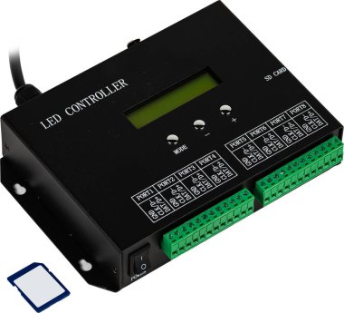 LED controller memory card isolated on white background.
