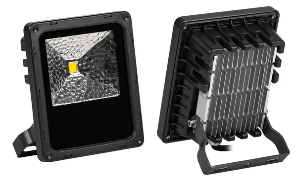 Outdoor waterproof LED panel isolated on white background.