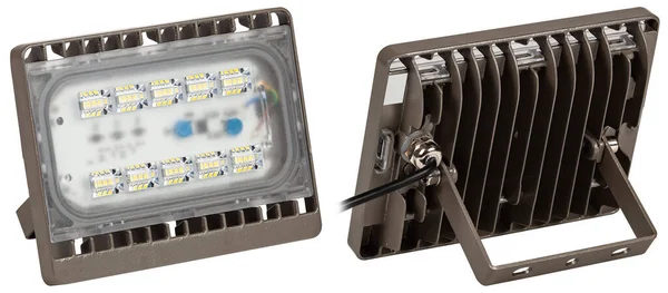 Outdoor waterproof LED panel isolated on white background.