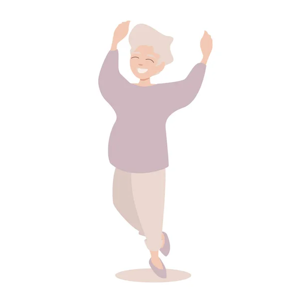 Mujer feliz en una ropa moderna casual baila — Vector de stock