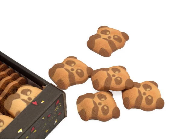 Pět písečných sušenek izolovaných na bílých, písečných medvědech — Stock fotografie