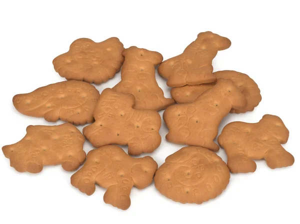 Купа смачного хрусткого зоологічного печива на білому тлі Ліцензійні Стокові Зображення