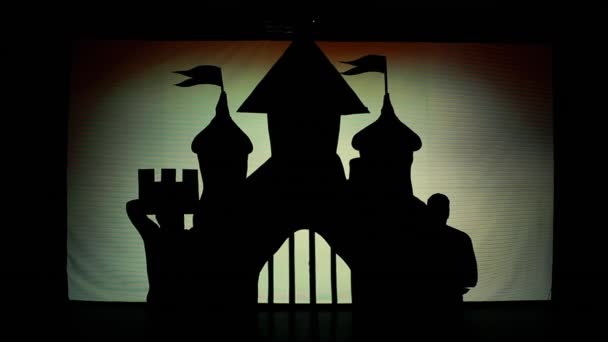 Shadow Theater Palace With Flag — Stockvideo