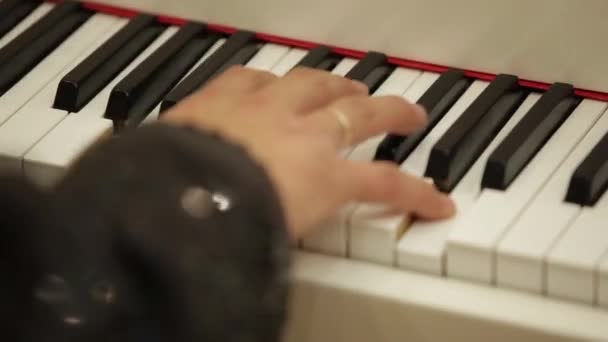 Pianist Playing on a Piano Keyboard — Stock Video