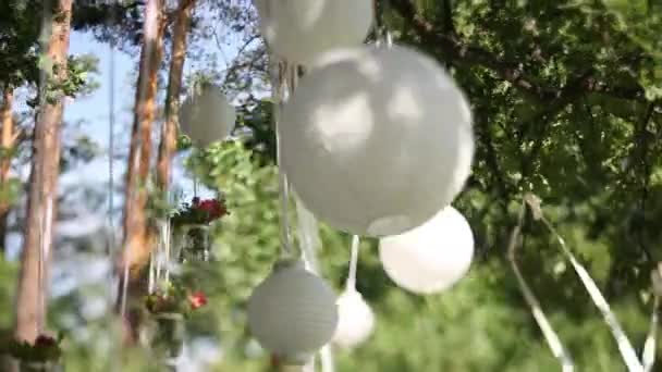 Festival de Lanterna Chinesa Branca a Natureza do Design — Vídeo de Stock