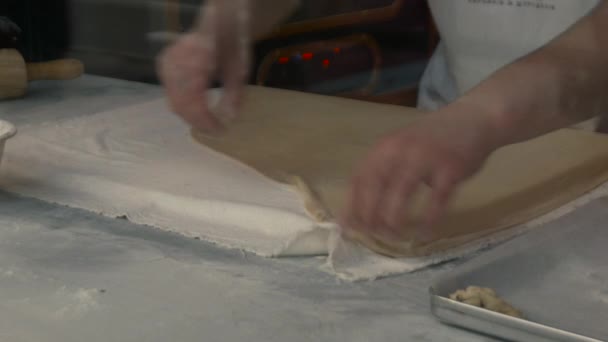 Kneading and Rolling Dough For the Pie — Stock Video
