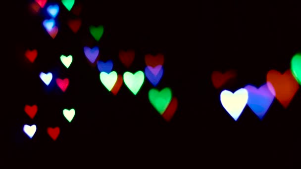 Piscando brilhando coração bokeh elementos — Vídeo de Stock