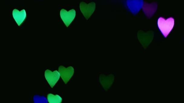 Flashing Glowing Heart Bokeh Elements — Stock Video