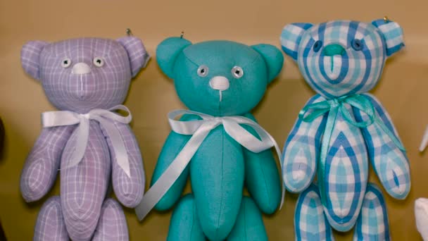 Handmade Toy Bears Azul — Vídeo de Stock