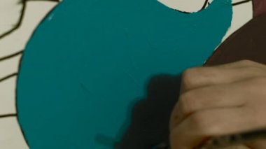 Sanatçı berabere boya üzerine yağlıboya, yakın çekim detay