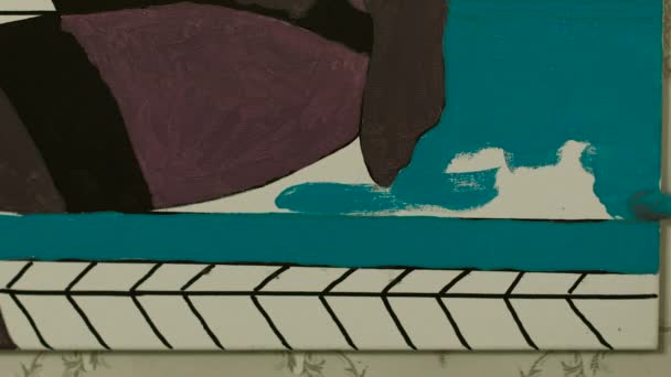 Sanatçı berabere boya üzerine yağlıboya, yakın çekim detay — Stok video