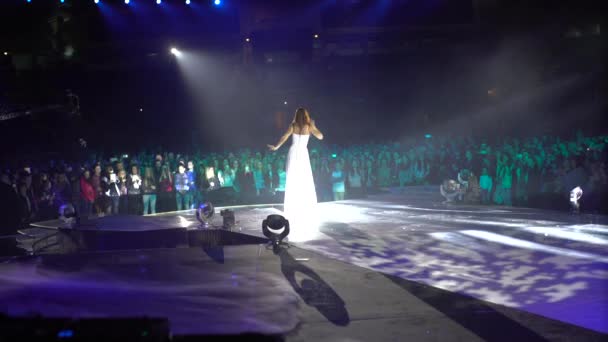 4k Grande Multidão em um Cantor de Concerto no Palco — Vídeo de Stock