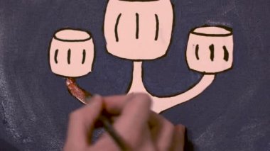 Ressam Parlak Renklerde Resim Çizer