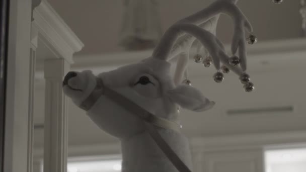 窓の外の鹿の飾りサンタ クロース — ストック動画