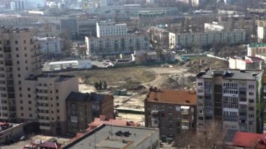 4k şehrin yüksek binaların Üstten Görünüm