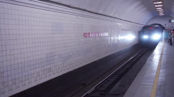 Metro trein aankomt in het Station — Stockvideo