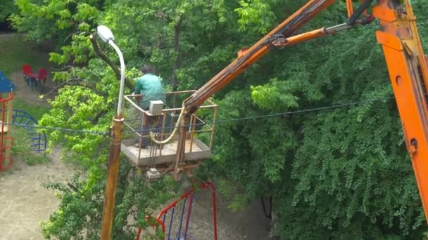 Plate-forme aérienne pour couper les branches sèches — Video