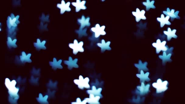 Estrela Azul Brilhando Desfocando Estrelas Brilhantes Bonitas Atmosfera Festiva — Vídeo de Stock