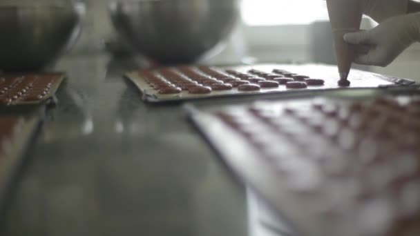 Dessert syringe makes round candy — Stock Video