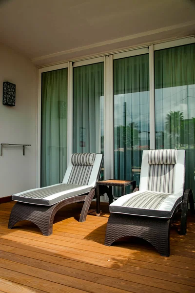 Mobiliário Verão Elegante Para Hotel Casa Terraço — Fotografia de Stock
