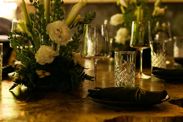Beautiful Festive Table Setting Eco Rustic Style — Foto de Stock