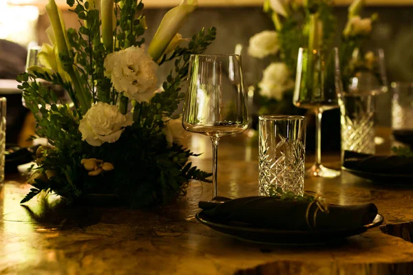 Beautiful Festive Table Setting Eco Rustic Style — Stock Photo, Image