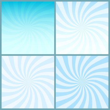 Blue swirl striped centered retro backgrounds set clipart